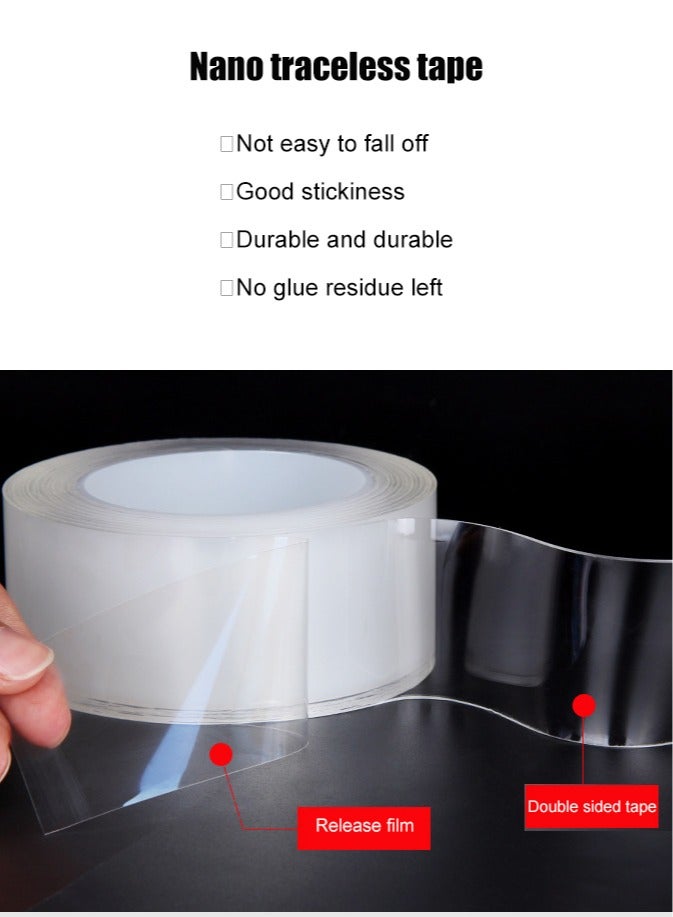 Joybos Strong Double-Sided Nano Tape Transparent Washable Reusable Adhesive Tape for Home Office Daily Use Installation - Image 2