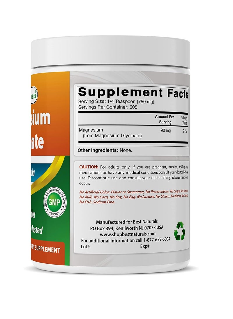 Best Naturals Magnesium Glycinate Powder - 1 Pound (1 LB)  - Image 2