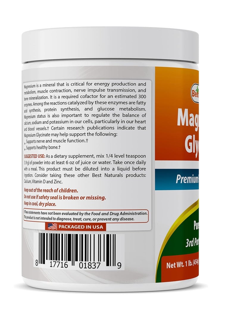 Best Naturals Magnesium Glycinate Powder - 1 Pound (1 LB)  - Image 3