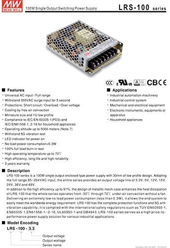Mean Well Original LRS-100-48 48V 2.3A meanwell LRS-100 48V 110.4W Single Output Switching Power Supply - Image 5