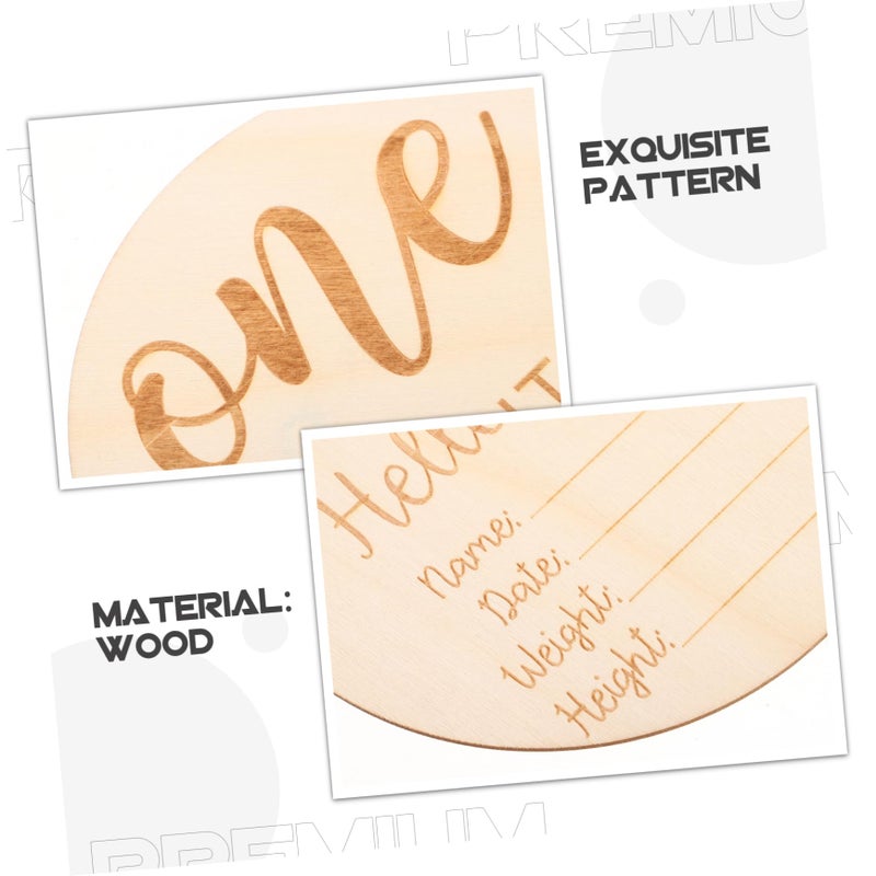 12Pcs Wooden Monthly Milestone Cards And Blocks For Newborn Baby Photography - Image 4