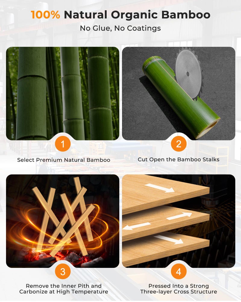 Mooues Bamboo Cutting Board for Kitchen, Knife-Friendly Wooden Cutting Boards Set 3-Piece with Juice Groove, Durable Chopping Boards for Meat, Vegetables, Fruits, Cheese(Natural) - Image 4