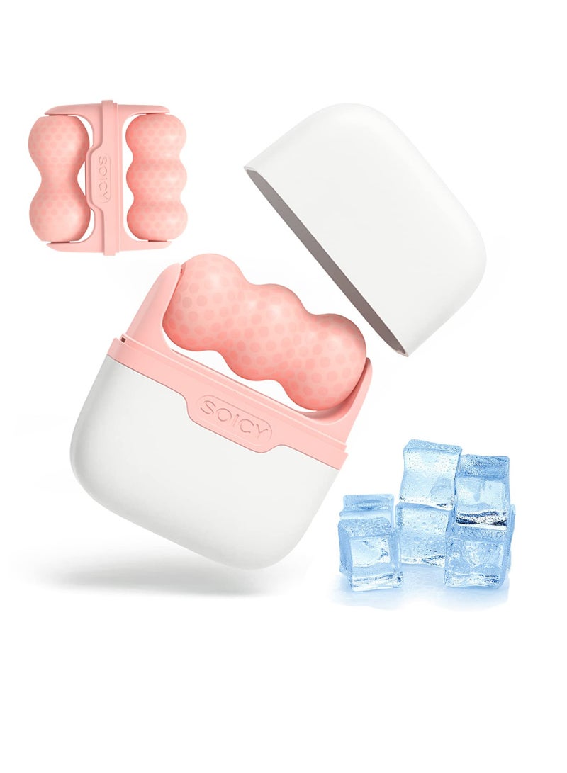 عام الوجه والعينين مع بكرات الثلج - الوجه العناية بالبشرة أداة مجهزة بكرات اثنين في واحد و حقيبة ، يمكن أن تقلل من تورم وتخفيف الصداع النصفي والألم . هدايا نسائية ( وردي ) - Image 1