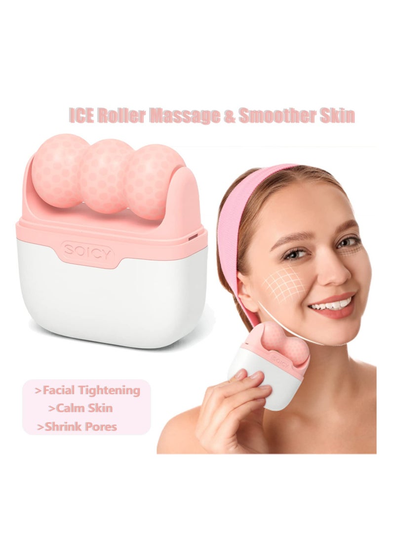 عام الوجه والعينين مع بكرات الثلج - الوجه العناية بالبشرة أداة مجهزة بكرات اثنين في واحد و حقيبة ، يمكن أن تقلل من تورم وتخفيف الصداع النصفي والألم . هدايا نسائية ( وردي ) - Image 2