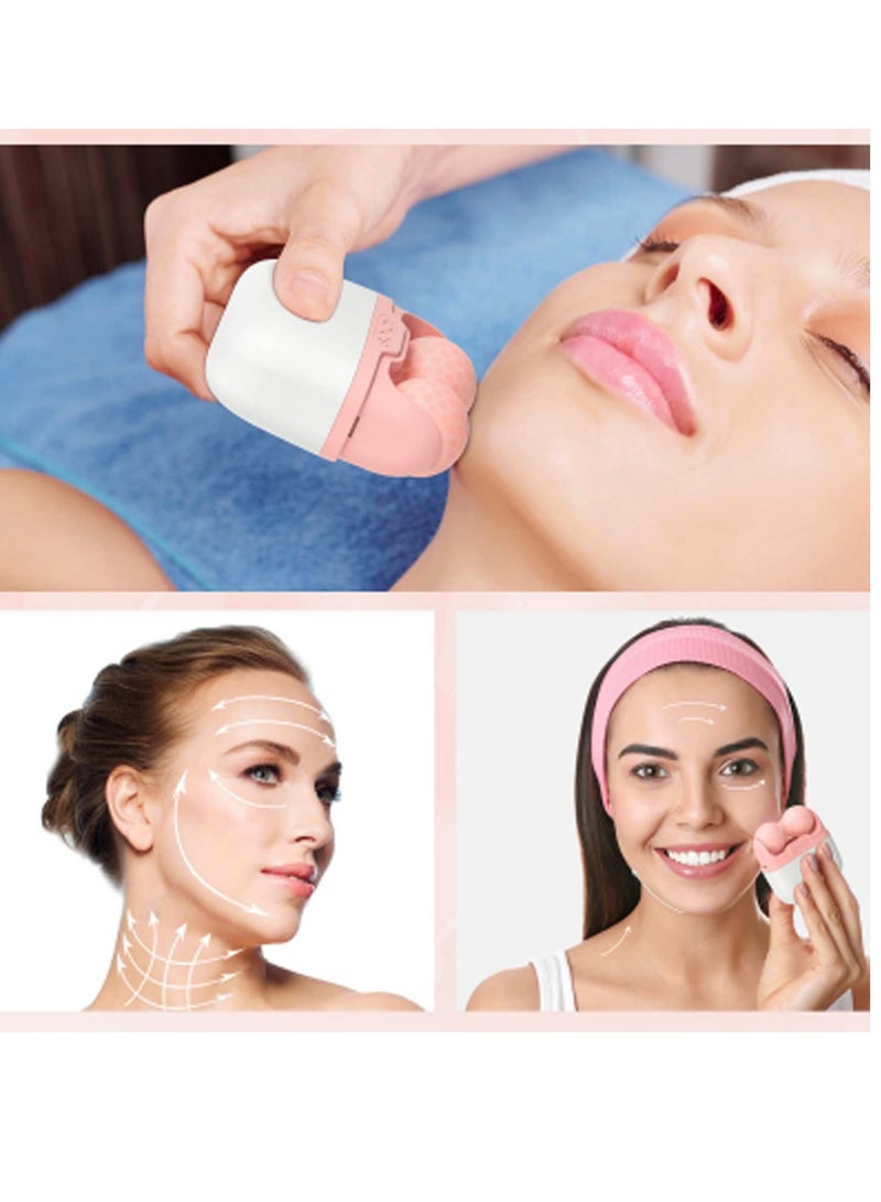 عام الوجه والعينين مع بكرات الثلج - الوجه العناية بالبشرة أداة مجهزة بكرات اثنين في واحد و حقيبة ، يمكن أن تقلل من تورم وتخفيف الصداع النصفي والألم . هدايا نسائية ( وردي ) - Image 4