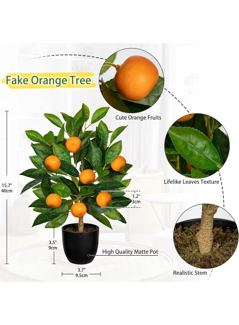 LATIFA Artificial Orange Tree, 1.5 Feet Fake Bonsai Plant with Pot for Indoor Home Decor - Image 2
