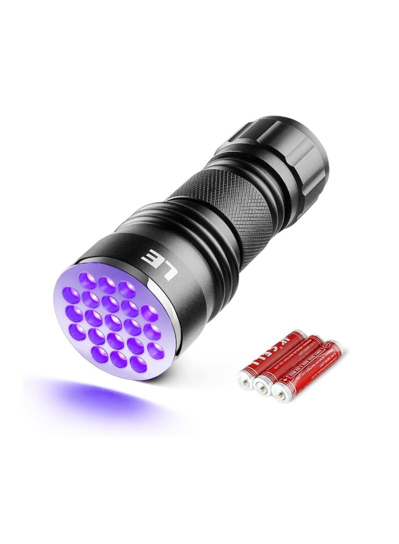 Lepro UV Light, 21 LED 395nm UV Torch, Black Light Detector for Pets Urine, Stain, Bed Bugs, Scorpions, Ringworms, Fake Banknote and More, 3 AAA Batteries Included - Image 1