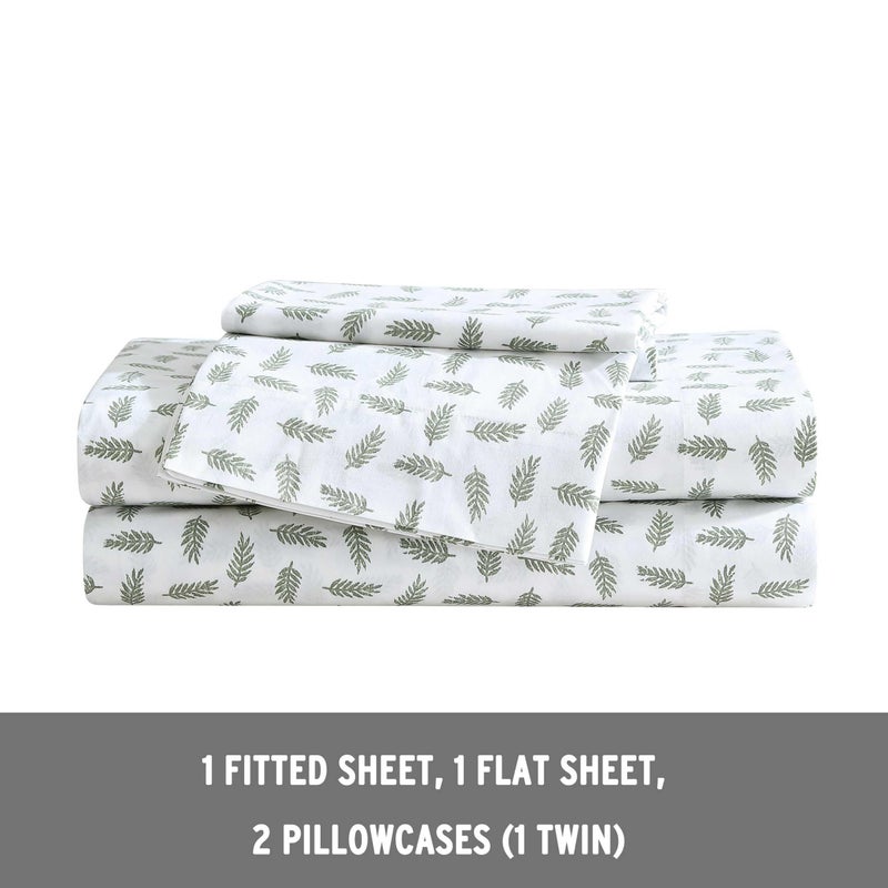 Eddie Bauer Eddie Bauer - Full Sheets  Cotton Percale Bedding Set  Cool & Breathable Home Decor (Laurel Leaves  Full)  - Image 2