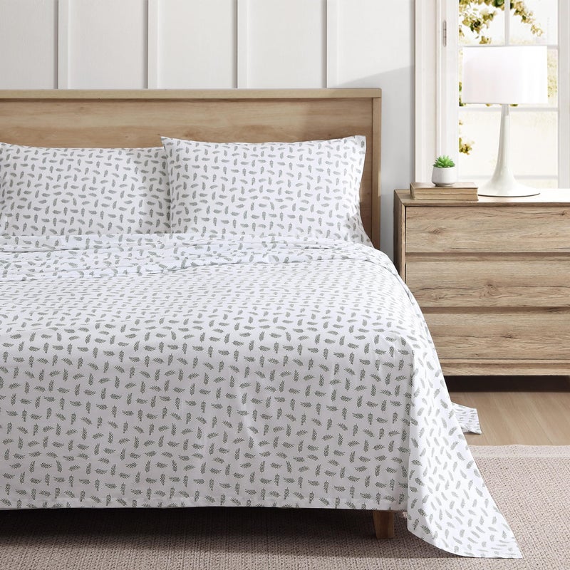 Eddie Bauer Eddie Bauer - Full Sheets  Cotton Percale Bedding Set  Cool & Breathable Home Decor (Laurel Leaves  Full)  - Image 1