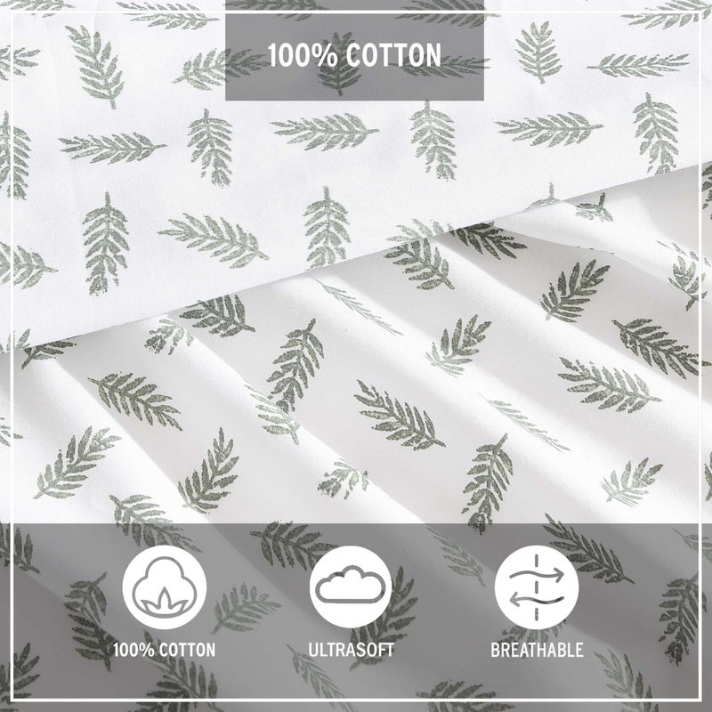 Eddie Bauer Eddie Bauer - Full Sheets  Cotton Percale Bedding Set  Cool & Breathable Home Decor (Laurel Leaves  Full)  - Image 5