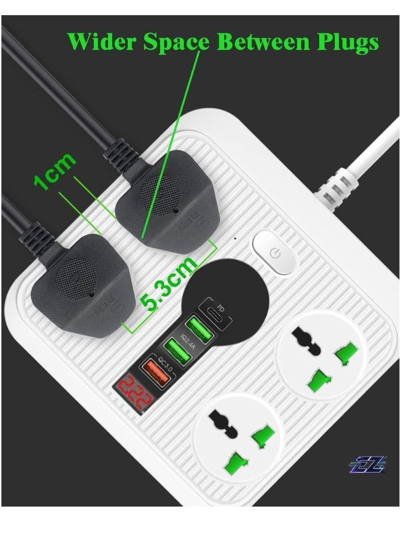 ELTRAZONE Power Strip Surge Protector with 4 AC Outlets & 3 USB Ports (1 PD), Flat Plug Extension Cord, 6ft Power Cord, Compact Desktop Socket for Travel, Home, and Office – Fast Charging & Overload Protection  - Image 2