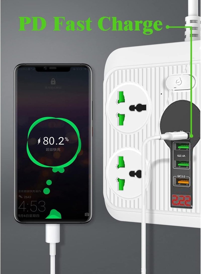 ELTRAZONE Power Strip Surge Protector with 4 AC Outlets & 3 USB Ports (1 PD), Flat Plug Extension Cord, 6ft Power Cord, Compact Desktop Socket for Travel, Home, and Office – Fast Charging & Overload Protection  - Image 4