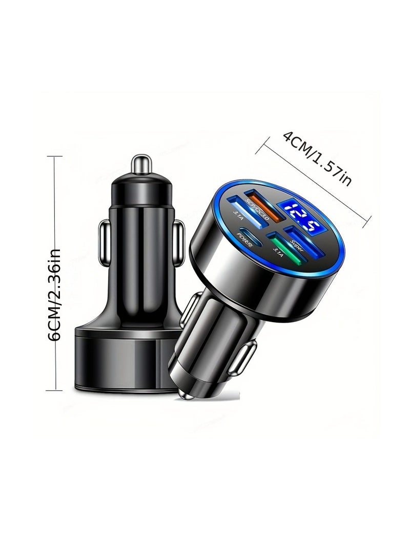 1 قطعة PD + QC 3.0 شحن سريع شاحن هاتف السيارة محول 4 منافذ Usb شاحن سيارة نوع C PD شحن سريع 3.0 شاحن سيارة - Image 1