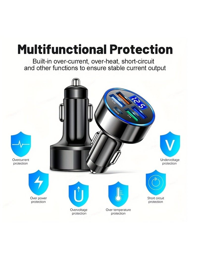 1 قطعة PD + QC 3.0 شحن سريع شاحن هاتف السيارة محول 4 منافذ Usb شاحن سيارة نوع C PD شحن سريع 3.0 شاحن سيارة - Image 4