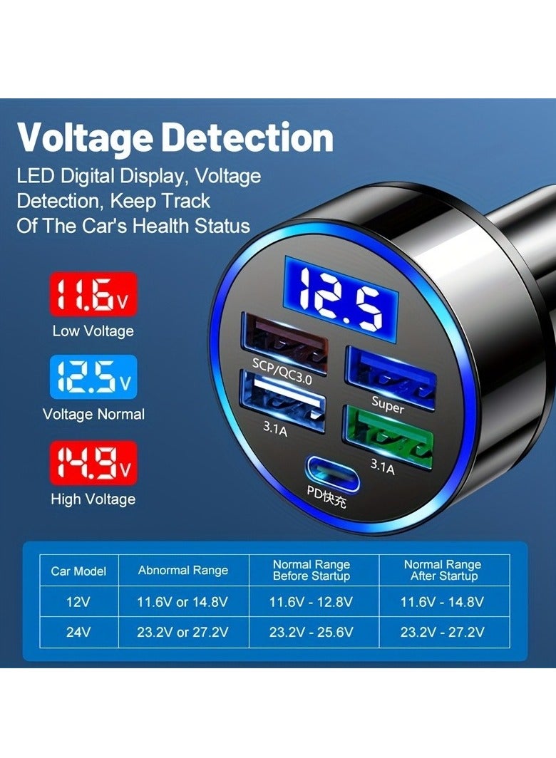 1 قطعة PD + QC 3.0 شحن سريع شاحن هاتف السيارة محول 4 منافذ Usb شاحن سيارة نوع C PD شحن سريع 3.0 شاحن سيارة - Image 5