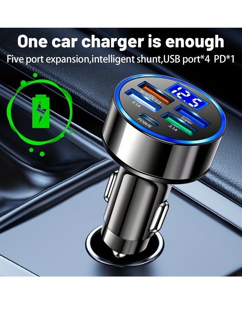 1 قطعة PD + QC 3.0 شحن سريع شاحن هاتف السيارة محول 4 منافذ Usb شاحن سيارة نوع C PD شحن سريع 3.0 شاحن سيارة - Image 3