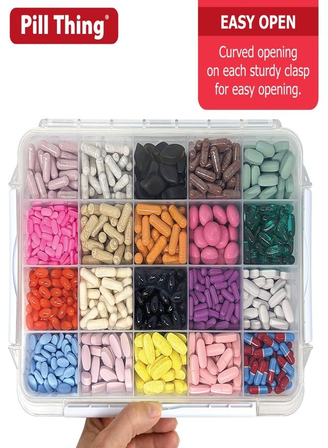 pill thing 20 Compartment Large Pill Case with Airtight Seal - Silicone Gasket Waterproof Med Box with Medication Map (20 Compartment, 1 Pack) - Image 3