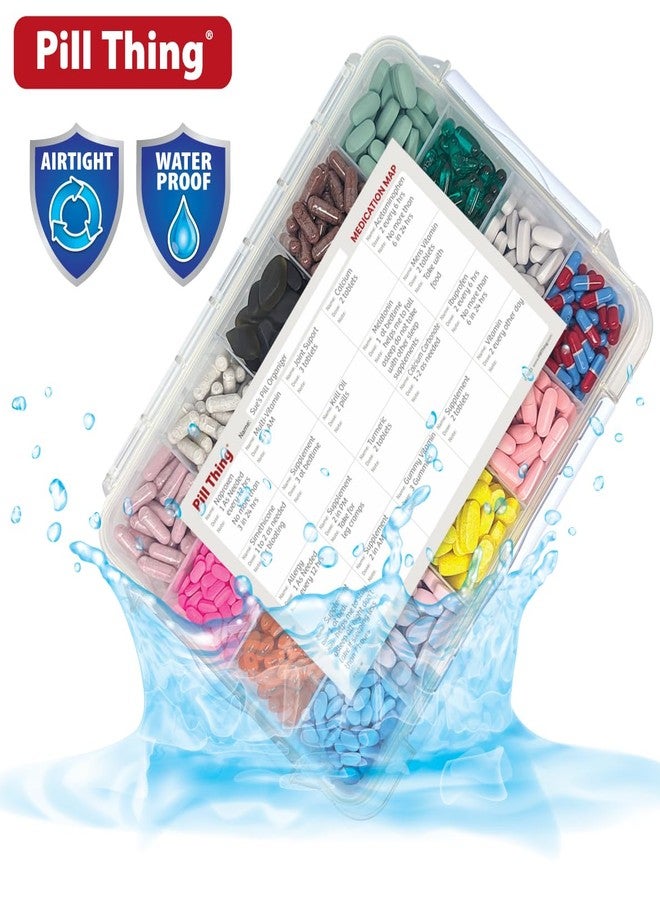 pill thing 20 Compartment Large Pill Case with Airtight Seal - Silicone Gasket Waterproof Med Box with Medication Map (20 Compartment, 1 Pack) - Image 2