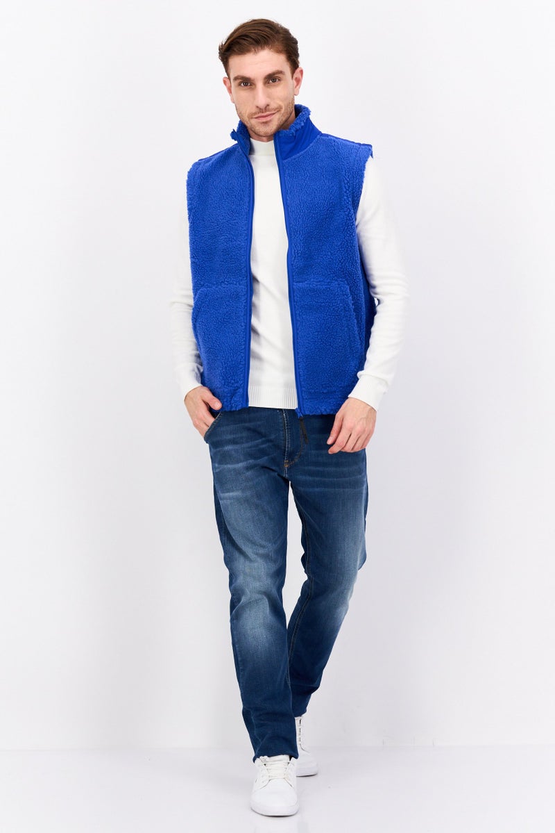 Asos 4505 Men Sherpa Jacket Vest, Blue - Image 4