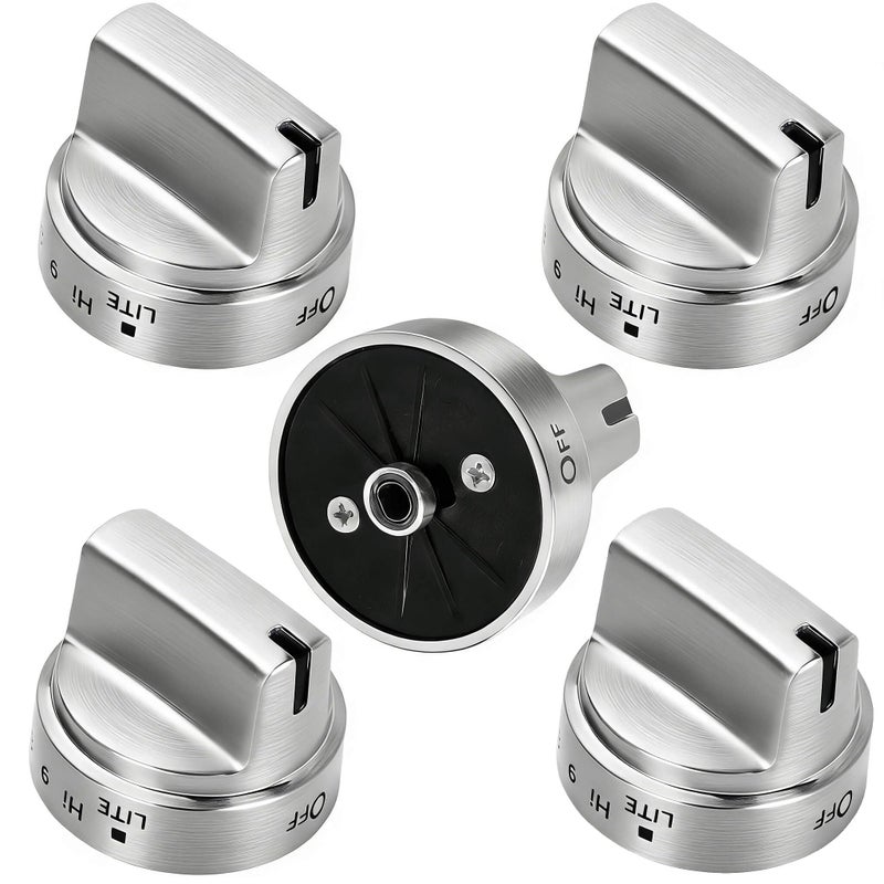 Aekops Stainless Steel WB03X24818 Gas Stove Knobs Replacement for GE Adora Range Stove, Compatible with GE JGB6, JGB7, JGB8, JGBS Series, Replace AP5989029, PS11729081, 5 Pack (Not Universal) - Image 1