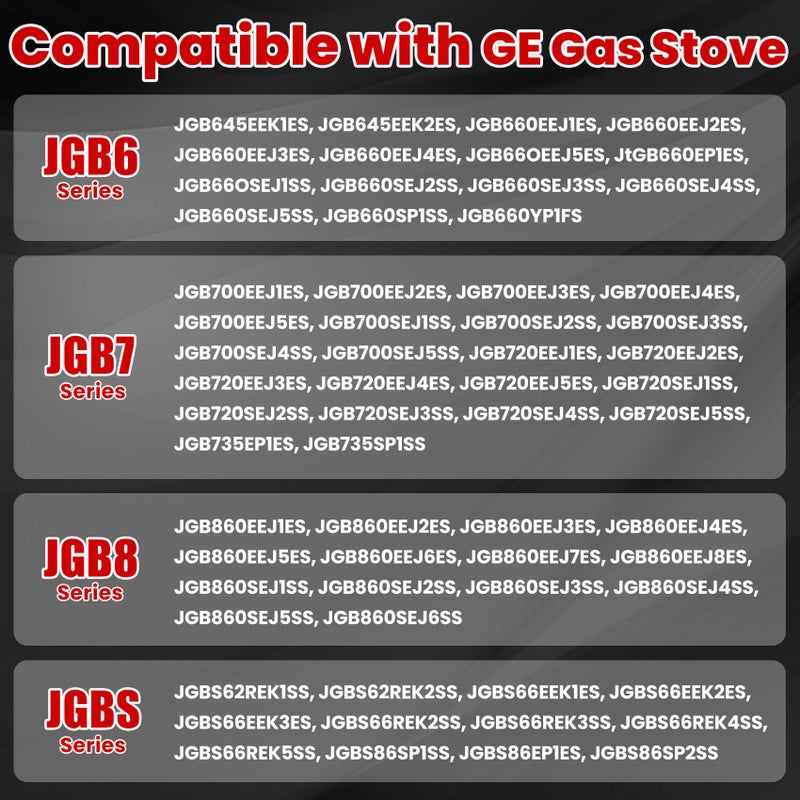 Aekops Stainless Steel WB03X24818 Gas Stove Knobs Replacement for GE Adora Range Stove, Compatible with GE JGB6, JGB7, JGB8, JGBS Series, Replace AP5989029, PS11729081, 5 Pack (Not Universal) - Image 3