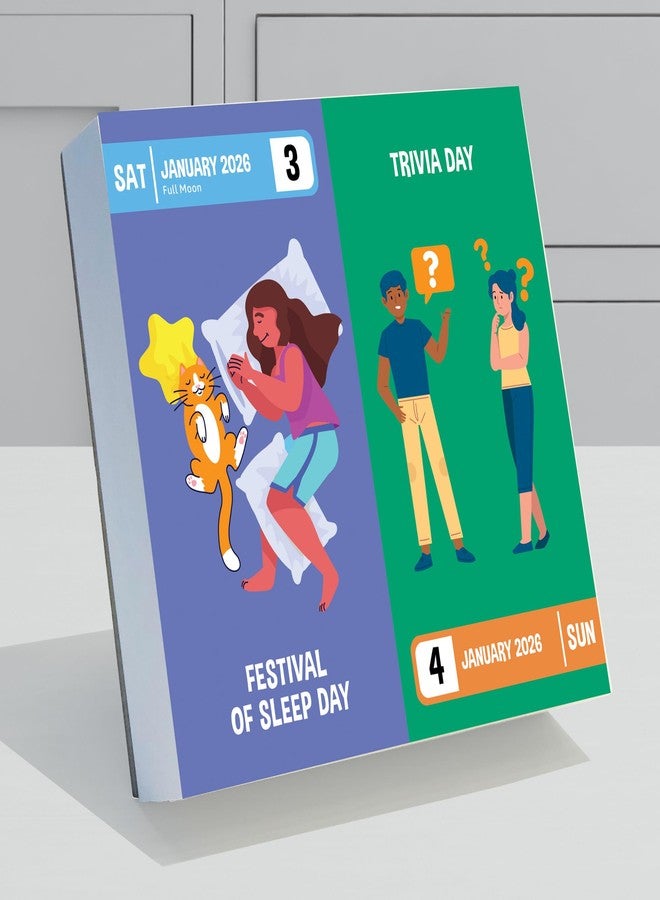 TF Publishing 2026 Every Day’s a Holiday Daily Desktop Calendar - Small Desk Calendar 2026 with Full-Color Tear-Off Pages, Fun Daily Holiday Facts & Stand-Up Easel for Home or Office - 5.25in x 5.25in - Image 4
