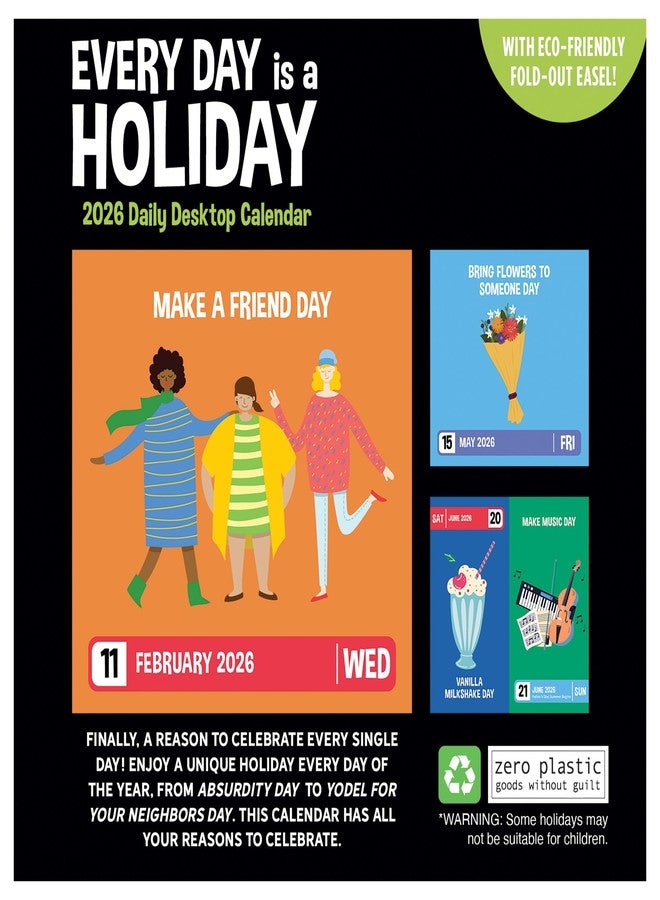 TF Publishing 2026 Every Day’s a Holiday Daily Desktop Calendar - Small Desk Calendar 2026 with Full-Color Tear-Off Pages, Fun Daily Holiday Facts & Stand-Up Easel for Home or Office - 5.25in x 5.25in - Image 3