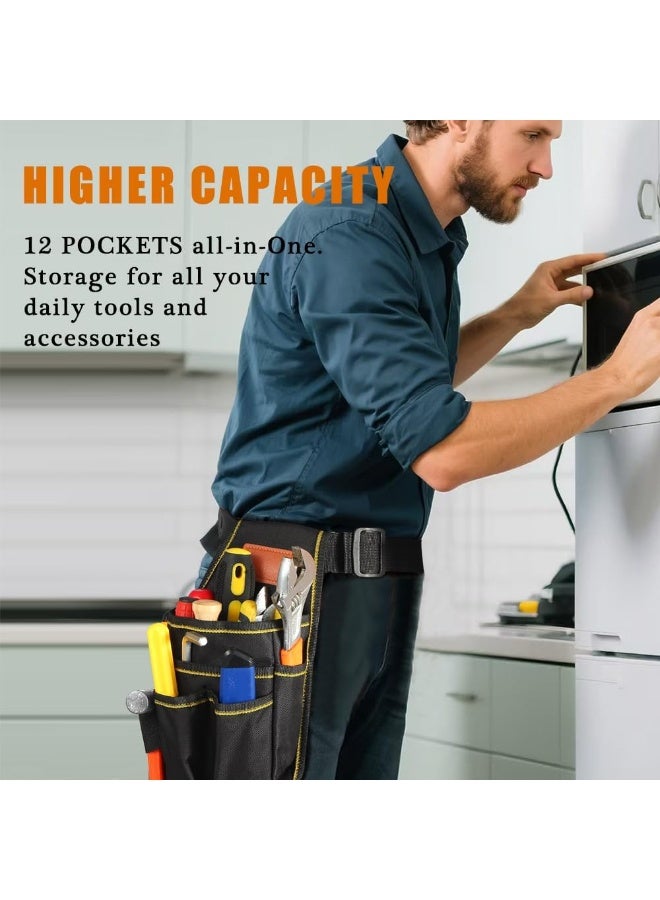 أوشيما عالمية أداة صغيرة حقيبة أداة أحزمة للرجال ، حقيبة أداة صغيرة كيس أدوات كهربائي مع حزام ، ارتداء أدوات مقاومة Bel 12 موانئ تخزين مثالية للكهربائيين الميكانيكيين النجارين وأكثر من ذلك - Image 5