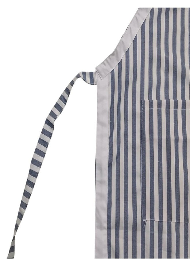 COTSILER Kitchen Apron for Women Men - Waterproof Cooking Apron with 2 Pockets - Adjustable Floral Butterfly Print Baking Gardening Apron 35"x27.5" (Classic Blue & White Stripe) - Image 3