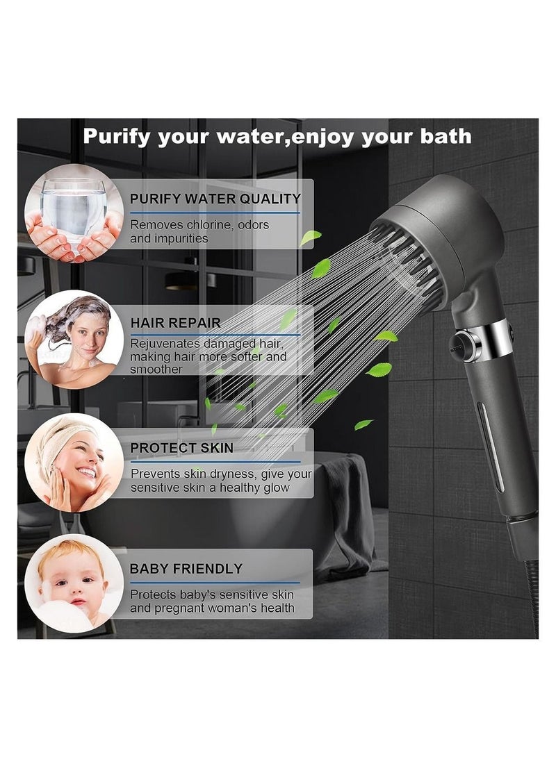 Y&D High Pressure Shower Heads with Scalp Massager Shampoo Brush for Skin & Hair Care, Filtered Head Handheld Sprayer Soften Hard Water, 3 Settings 4 in 1 Detachable Showerhead Set  - Image 3