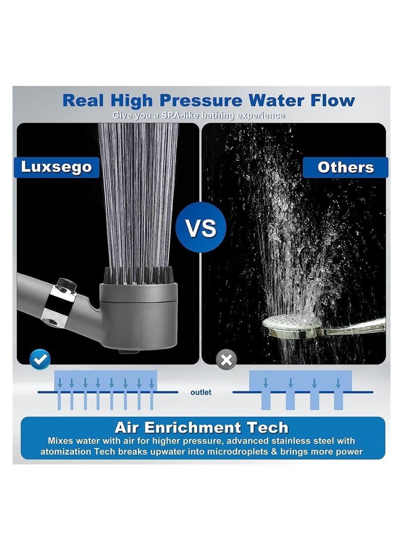 Y&D High Pressure Shower Heads with Scalp Massager Shampoo Brush for Skin & Hair Care, Filtered Head Handheld Sprayer Soften Hard Water, 3 Settings 4 in 1 Detachable Showerhead Set  - Image 5