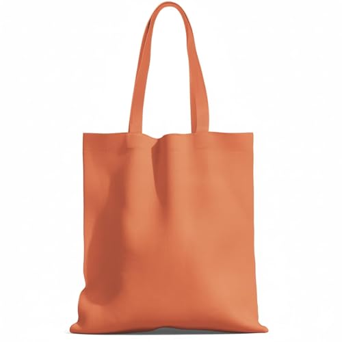 MOLOVA 1 Pack Available Premium Canvas Reusable Tote Gift Bags,Made of Natural Canvas with Handle,Work,DIY,Shopping(Orange) - Image 1