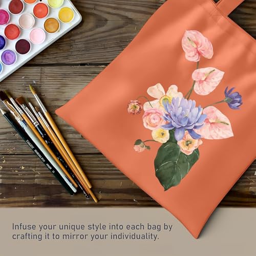 MOLOVA 1 Pack Available Premium Canvas Reusable Tote Gift Bags,Made of Natural Canvas with Handle,Work,DIY,Shopping(Orange) - Image 5