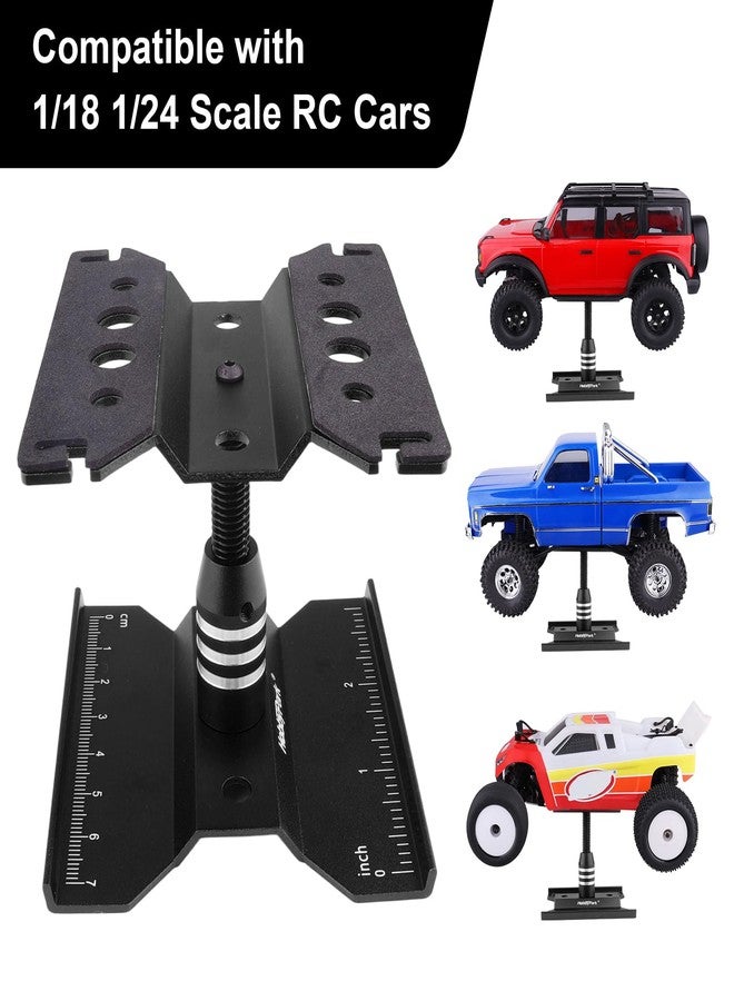 هوبي بارك حامل عمل سيارة هوبي بارك ميني RC من الألومنيوم بمقياس 1/24 و1/18 لزاحف RC محوري SCX24 Traxxas TRX4M FCX24 FCX18 محطة عمل تدور 360 درجة للرفع والأسفل (أسود) - Image 4
