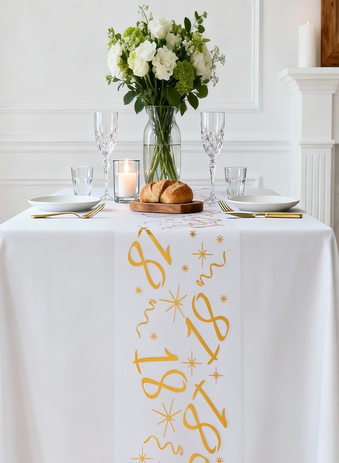 Soleebee 18th Birthday Gold Table Runner, 11" x 120" Glitter Stars Ribbon Thin Mesh Table Runner Roll, Kitchen Dining Table Decor for Birthday Indoor Outdoor Home Party DIY - Image 3