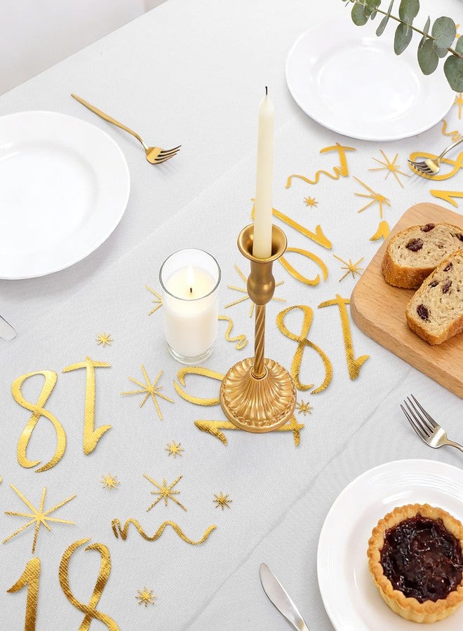 Soleebee 18th Birthday Gold Table Runner, 11" x 120" Glitter Stars Ribbon Thin Mesh Table Runner Roll, Kitchen Dining Table Decor for Birthday Indoor Outdoor Home Party DIY - Image 5