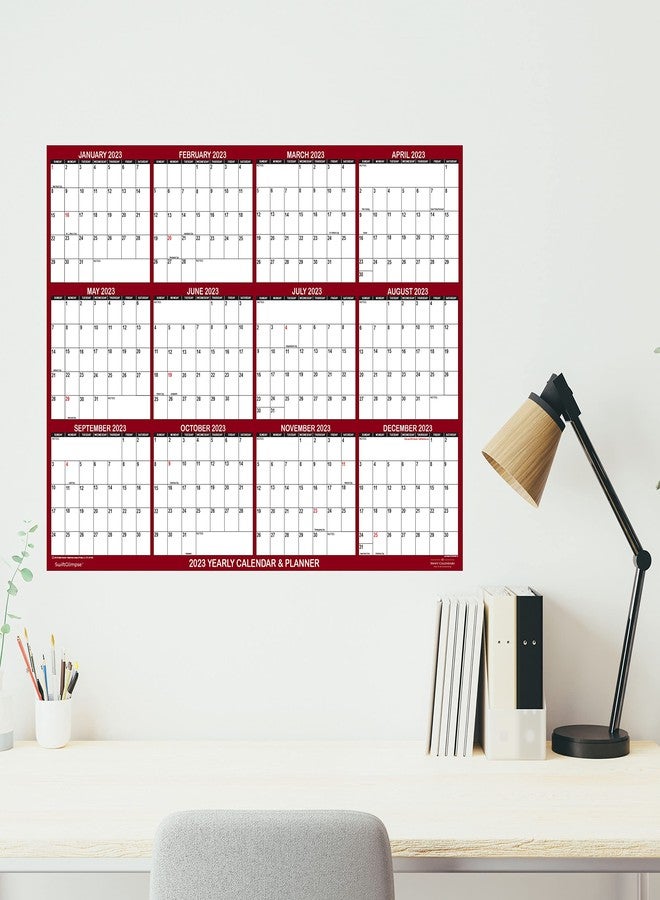 Swiftmaps 18" x 24" SwiftGlimpse 2026 Wall Calendar Erasable Large Wet & Dry Erase Laminated 12 Month Annual Yearly Wall Planner, Reversible, Horizontal/Vertical, Maroon - Image 5