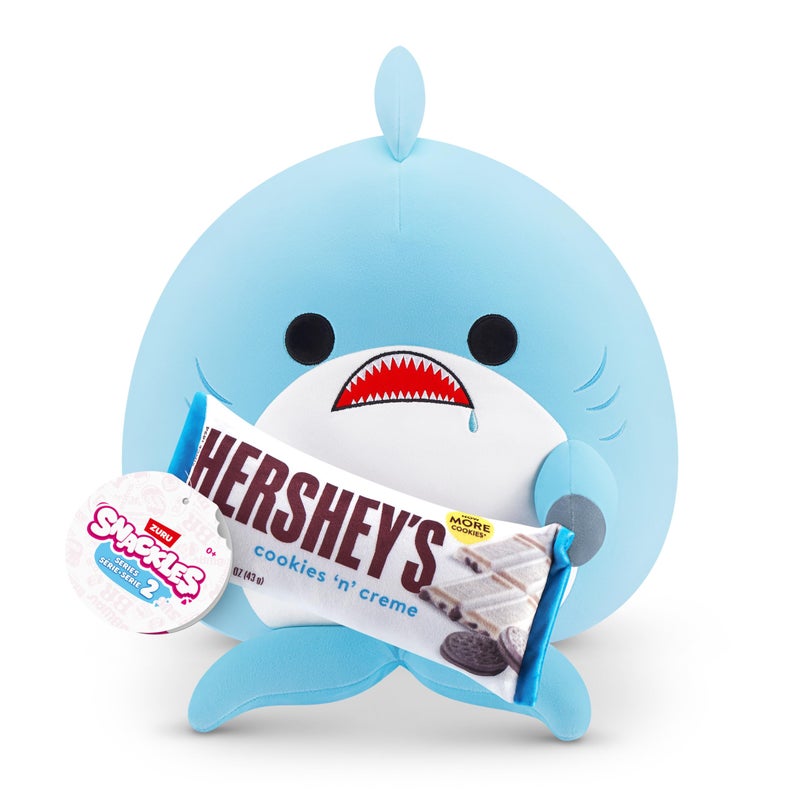 Snackles Series 2 Shark & Hershey (Cookies n Cream) 8 Inch Plush by ZURU, Ultra Soft Plush, Collectible Plush with Real Licensed Brands, Stuffed Animal, Giftable - Image 1