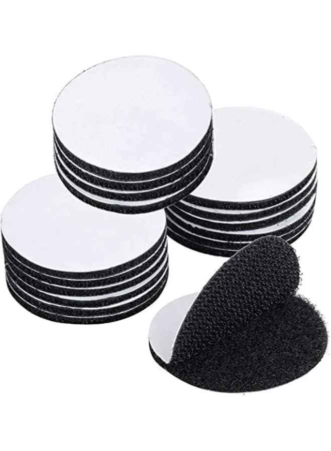 20PCS Hook Loop Dots - Double Sided Sticky Back - Rug Carpet Gripper Pad Wall Mounting Coins for Home Office Car Phone Mount - Round 2inch (Black) - Image 1