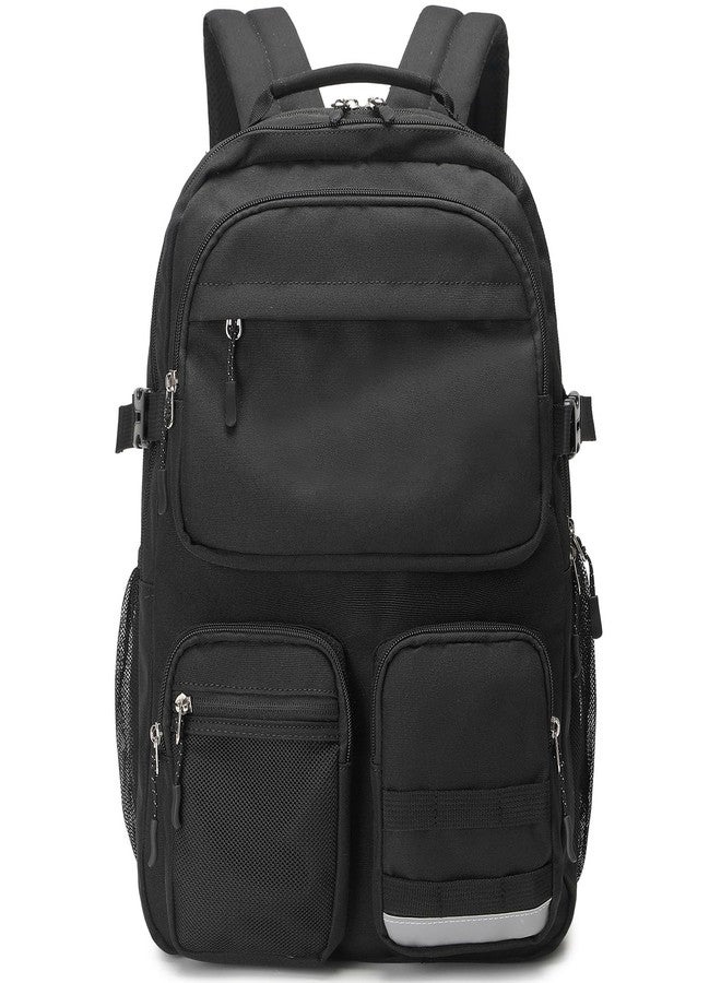 Lohol Water Resistant Backpack with Multifunctional Pockets for Teens, Durable Bookbag fits 15.6 inch Laptop, Black, 17.3 x 12.4 x 6.7 inches - Image 1