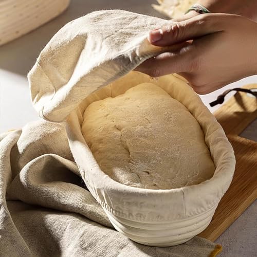Dimpola Banneton Bread Proofing Basket Banneton Basket Set Sourdough Proofing Basket Round Proofing Bowls Handmade Rattan Baskets and Liners (Oval & Round Baking Set) - Image 4