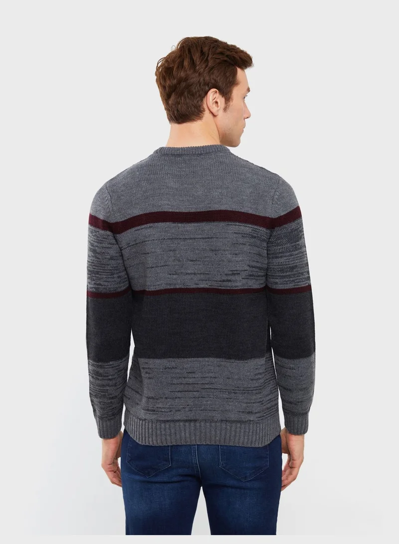 LC WAIKIKI Color Block Knitted Sweater