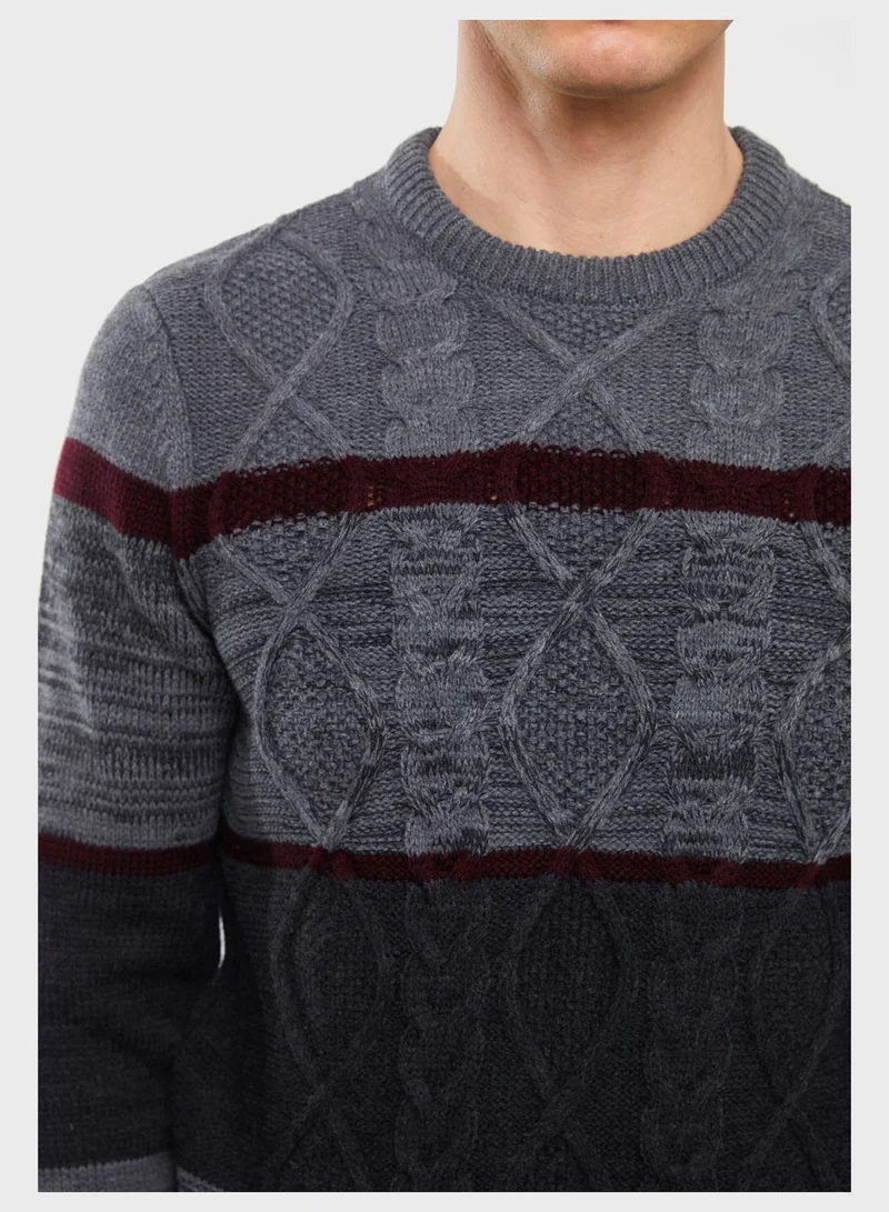 LC WAIKIKI Color Block Knitted Sweater