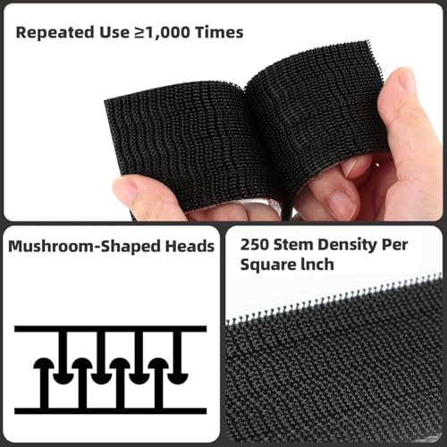 Bulina 3M Dual Lock SJ3550 1"×6ft Black 1 Pack Reclosable Fastener Mounting Tape Interlocking Mushroom Shaped Strong Adhesive Hook Lock Sticky Tape for Indoor and Outdoor - Image 2