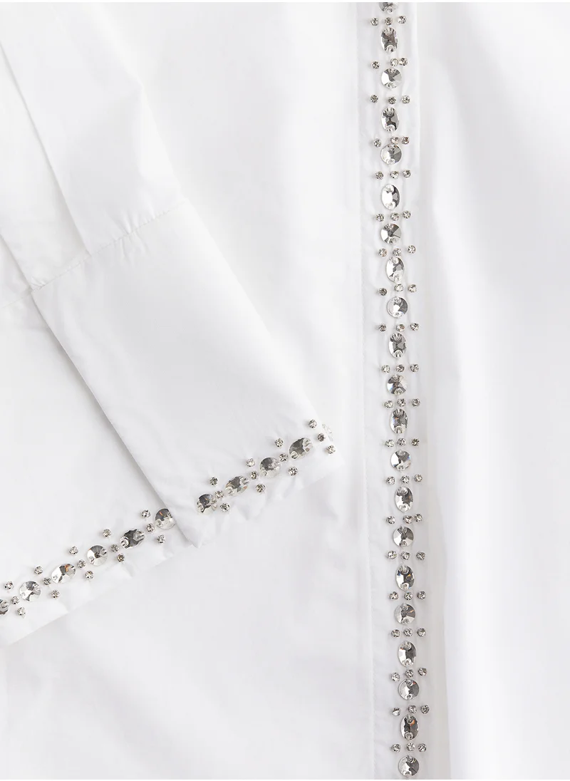 H&M Rhinestone-Embellished Popover Shirt