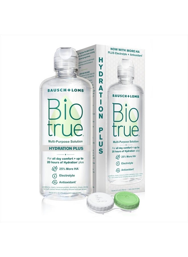 Biotrue Hydration Plus Contact Lens Solution, Multi-Purpose Solution for Soft Contact Lenses, Lens Case Included, 10 FL OZ  - Image 1