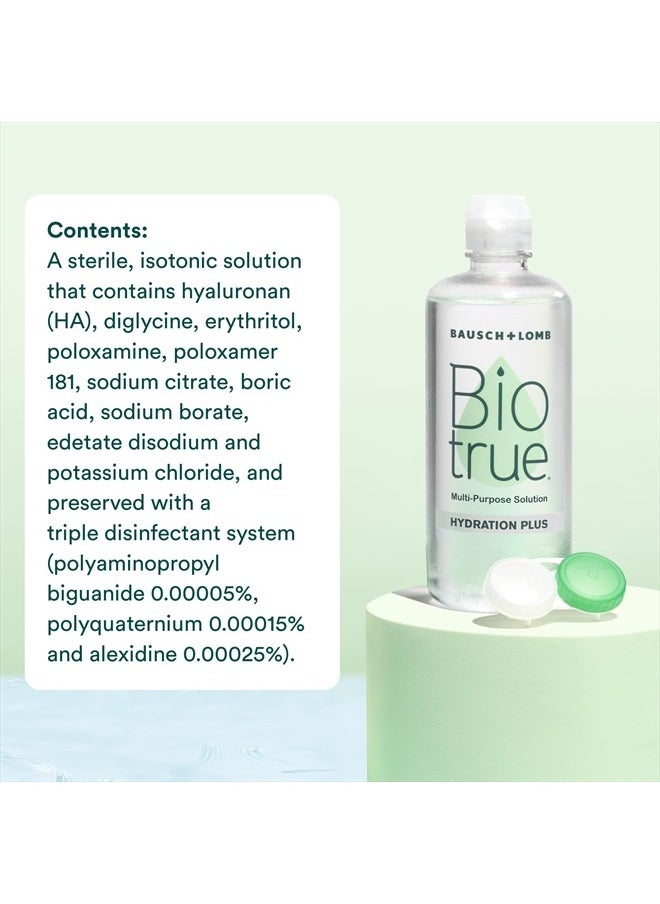 محلول العدسات اللاصقة Hydration Plus، محلول متعدد الأغراض للعدسات اللاصقة اللينة، مع علبة عدسات متضمنة، 10 أونصة سائلة