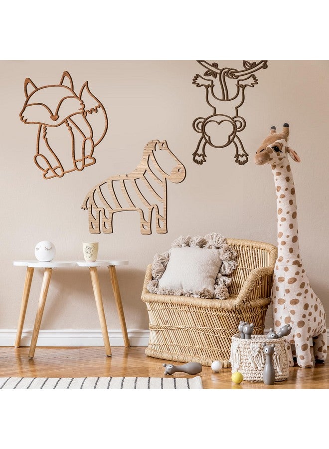 Soaoo 9 Pcs Jungle Animal Woodland Decor Safari Nursery Wall Art Animal Theme Wall Decor Jungle Theme Nursery Decor for Baby Girls Boys Toddler Bedroom Playroom Classroom Decorations - Image 4