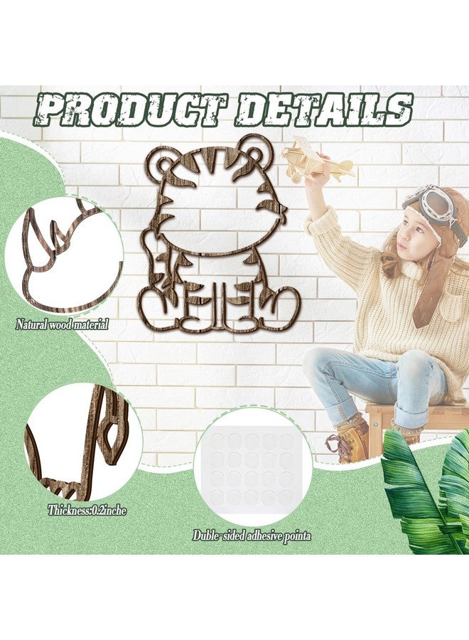 Soaoo 9 Pcs Jungle Animal Woodland Decor Safari Nursery Wall Art Animal Theme Wall Decor Jungle Theme Nursery Decor for Baby Girls Boys Toddler Bedroom Playroom Classroom Decorations - Image 5
