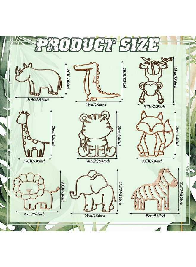 Soaoo 9 Pcs Jungle Animal Woodland Decor Safari Nursery Wall Art Animal Theme Wall Decor Jungle Theme Nursery Decor for Baby Girls Boys Toddler Bedroom Playroom Classroom Decorations - Image 2